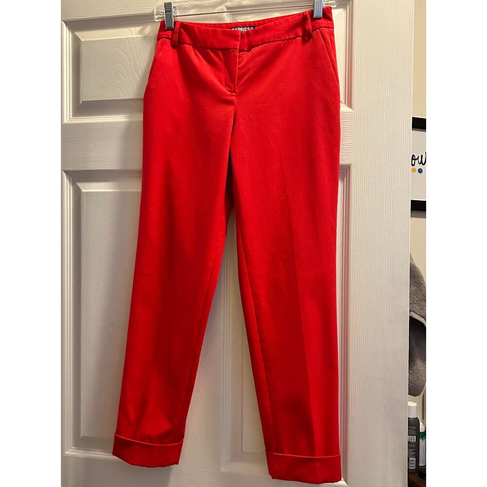 Express Editor Cropped Dress Pants Red 00